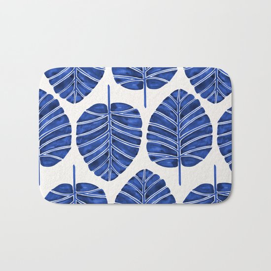 Elephant Ear Alocasia – Navy Palette Bath Mat