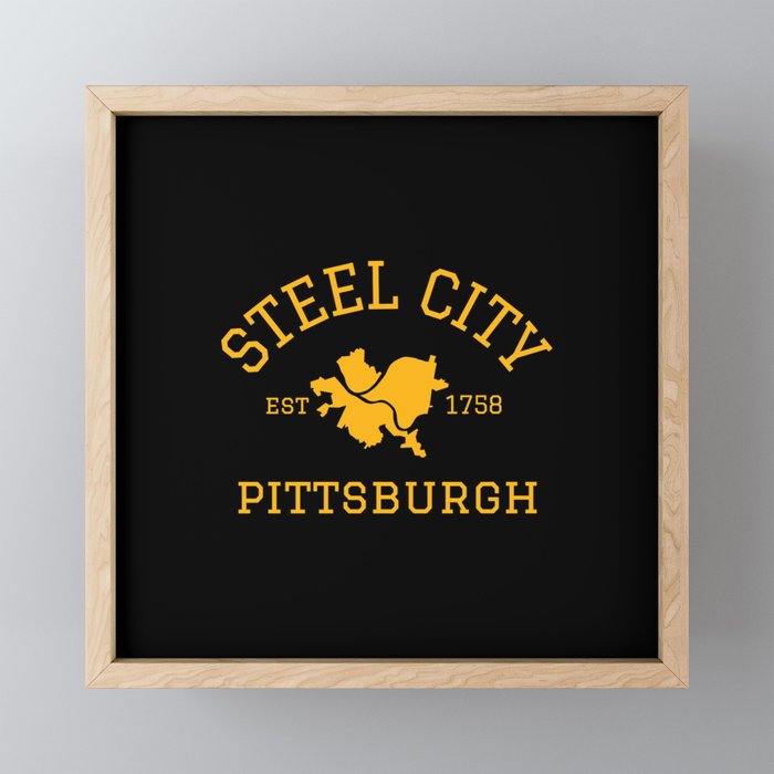 Pittsburgh Steel City Established 412 Pennsylvania Vintage Sign Framed Mini Art Print