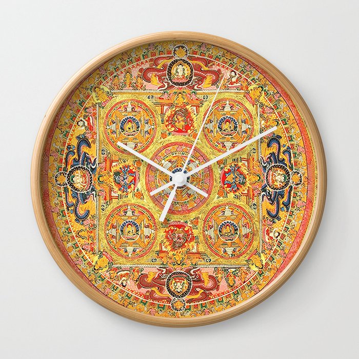 Buddhist Mandala Five Circles 2 Wall Clock