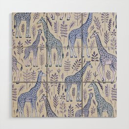 Blue Giraffe Pattern Wood Wall Art