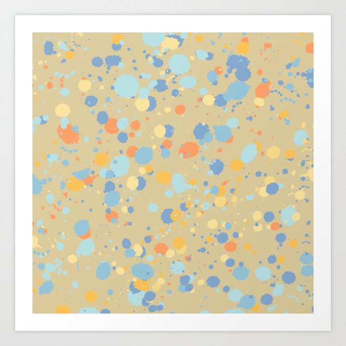 Colorful Paint Splash Art Pattern Blue and Orange Art Print