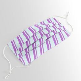 [ Thumbnail: Light Cyan and Orchid Colored Lined/Striped Pattern Face Mask ]