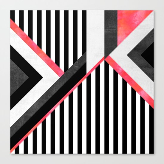 Stripe Combination / Pink Canvas Print