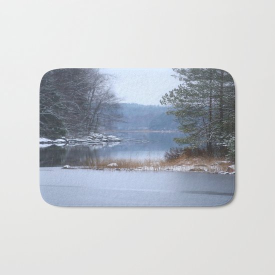 Blue Moment By The Lake Bath Mat