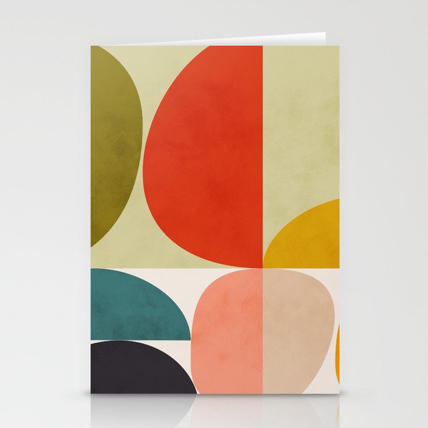 shapes of mid century geometry art Stationery Cards