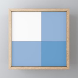 Blue And White Gingham Check Tartan Plaid Pattern Framed Mini Art Print