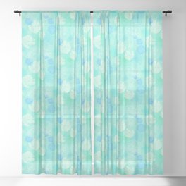 Cottage Rose Garden Cool Blues Floral Repeat Sheer Curtain