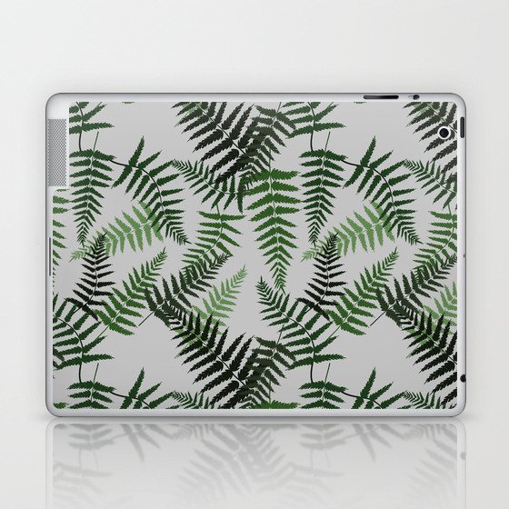 Fern Leaf Pattern on Light Grey Background Laptop & iPad Skin