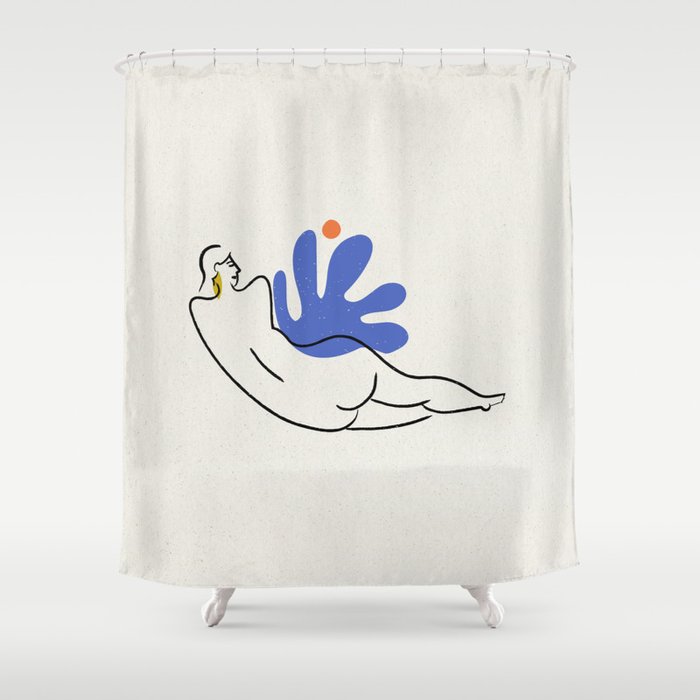 __ delicate creature Shower Curtain | Painting, Digital, Abstract, Abstractionism, Aesthetic, Art, Artistic, One-line-draw, One-line-drawing, Woman-body