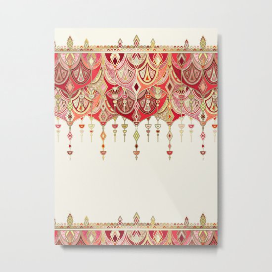 Royal Red Art Deco Double Drop Metal Print