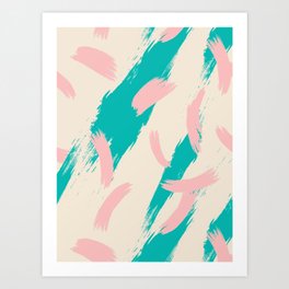 Pink and turquoise abstract Art Print