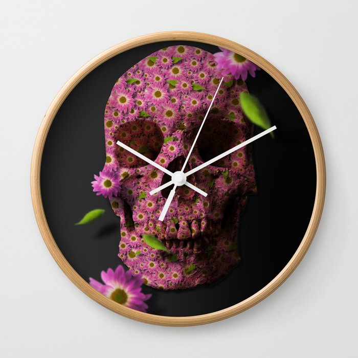 SKULL and FLOWERS Wall Clock