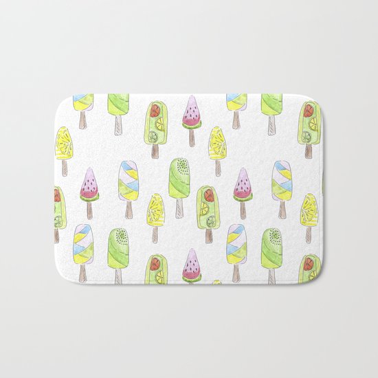 Watercolor seamless ice cream pattern Bath Mat