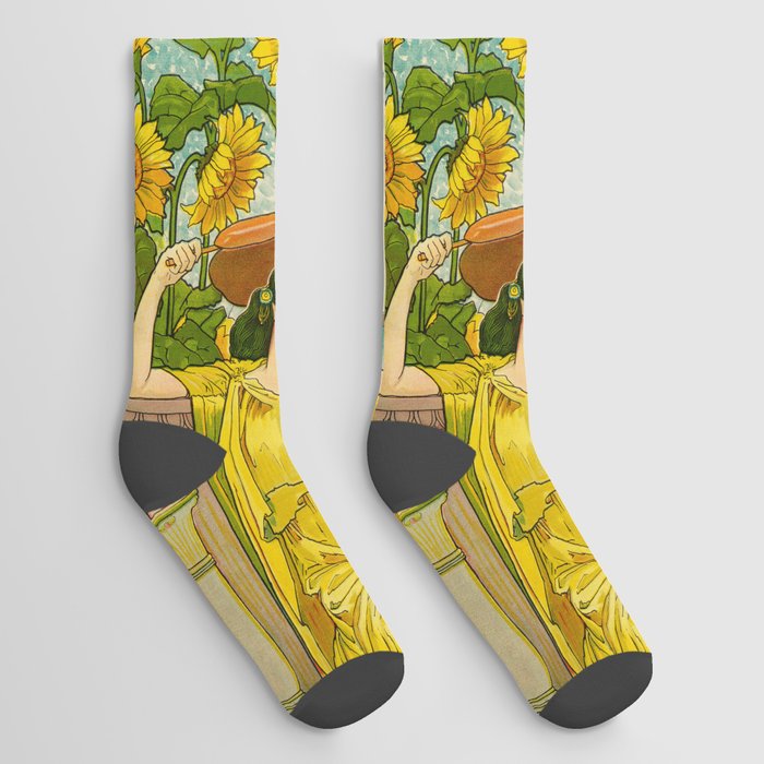 Midsummer Holiday, Woman and Sunflowers Socks