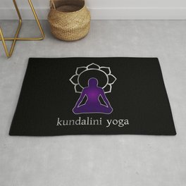Kundalini Yoga and meditation watercolor quotes in dark Area & Throw Rug