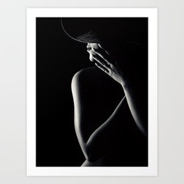 Nude woman with black hat 3 Art Print