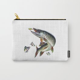 Musky Fishing Carry-All Pouch | Animal, Pike, Drawing, Fishing, Lures, Perch, Fish, Wildlife, Colored Pencil, Muskellunge 
