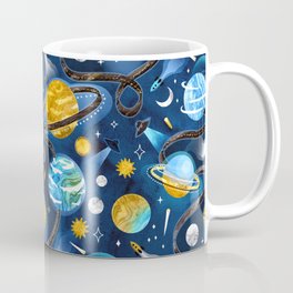 Highway to Intergalactic Adventures - Navy Blue & Mustard Yellow Coffee Mug