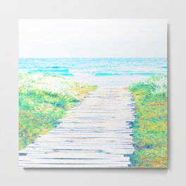 boardwalk impressionism painted realistic scene Metal Print