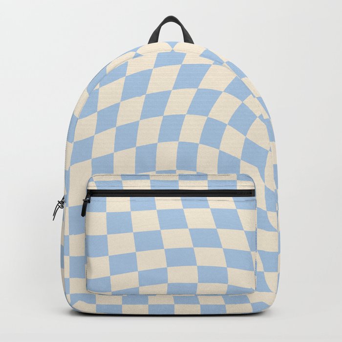 Check II - Baby Blue Twist — Checkerboard Print Backpack