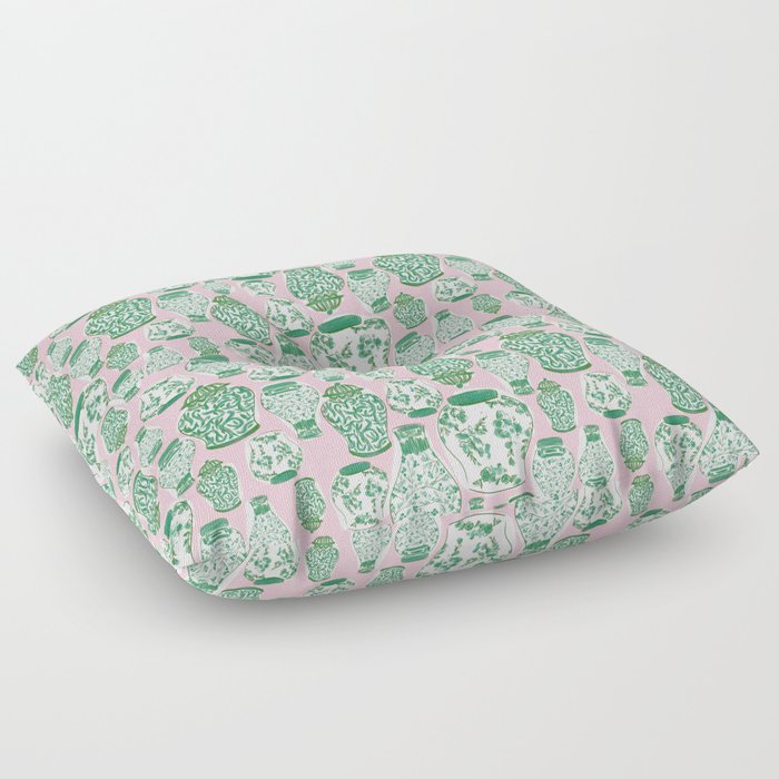 Chinoiserie Jars (Pink) Floor Pillow