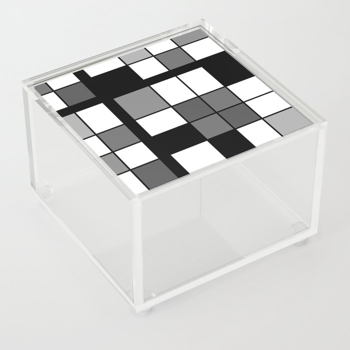De Stijl Style Geometrical Art Gray Acrylic Box