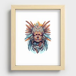 Aztec Indian Cheif Design Recessed Framed Print