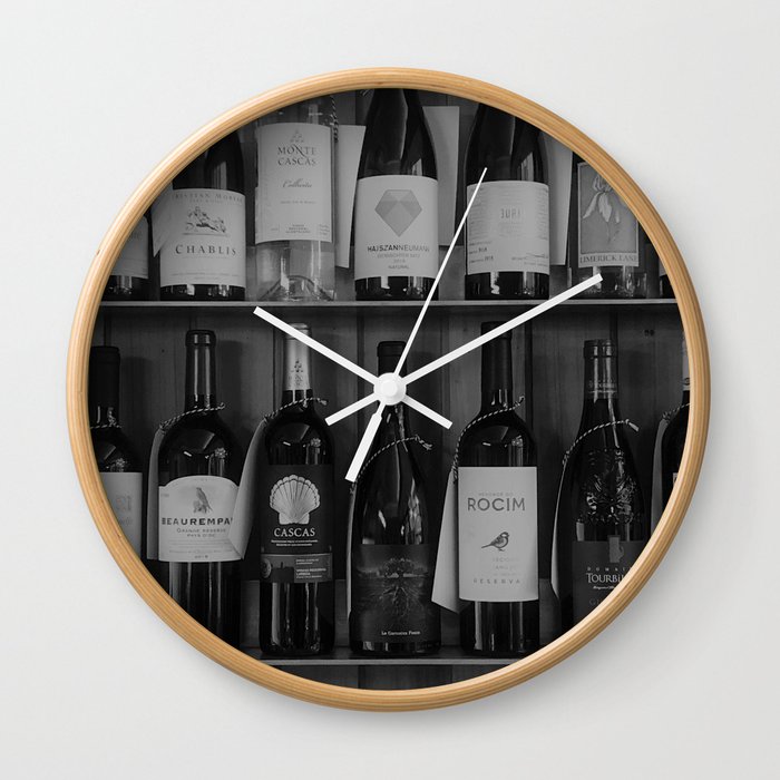 Black and White Wine Shelf Wall Clock