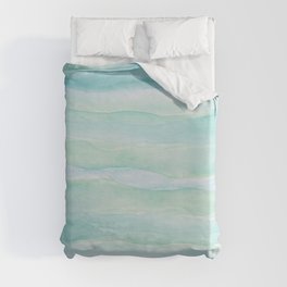 Blue Green Watercolor Layers Duvet Cover