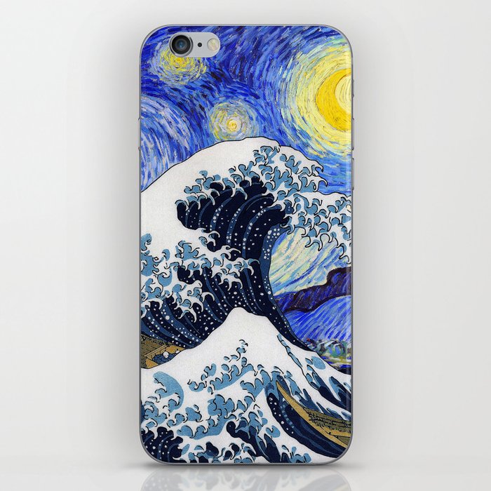 Hokusai,“The Great Wave off Kanagawa” + van Gogh,“Starry night” iPhone Skin
