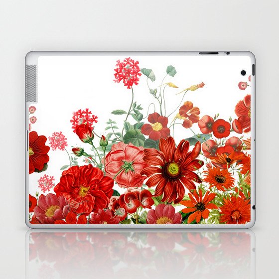 Vintage & Shabby Chic - Red Summer Flower Garden Laptop & iPad Skin