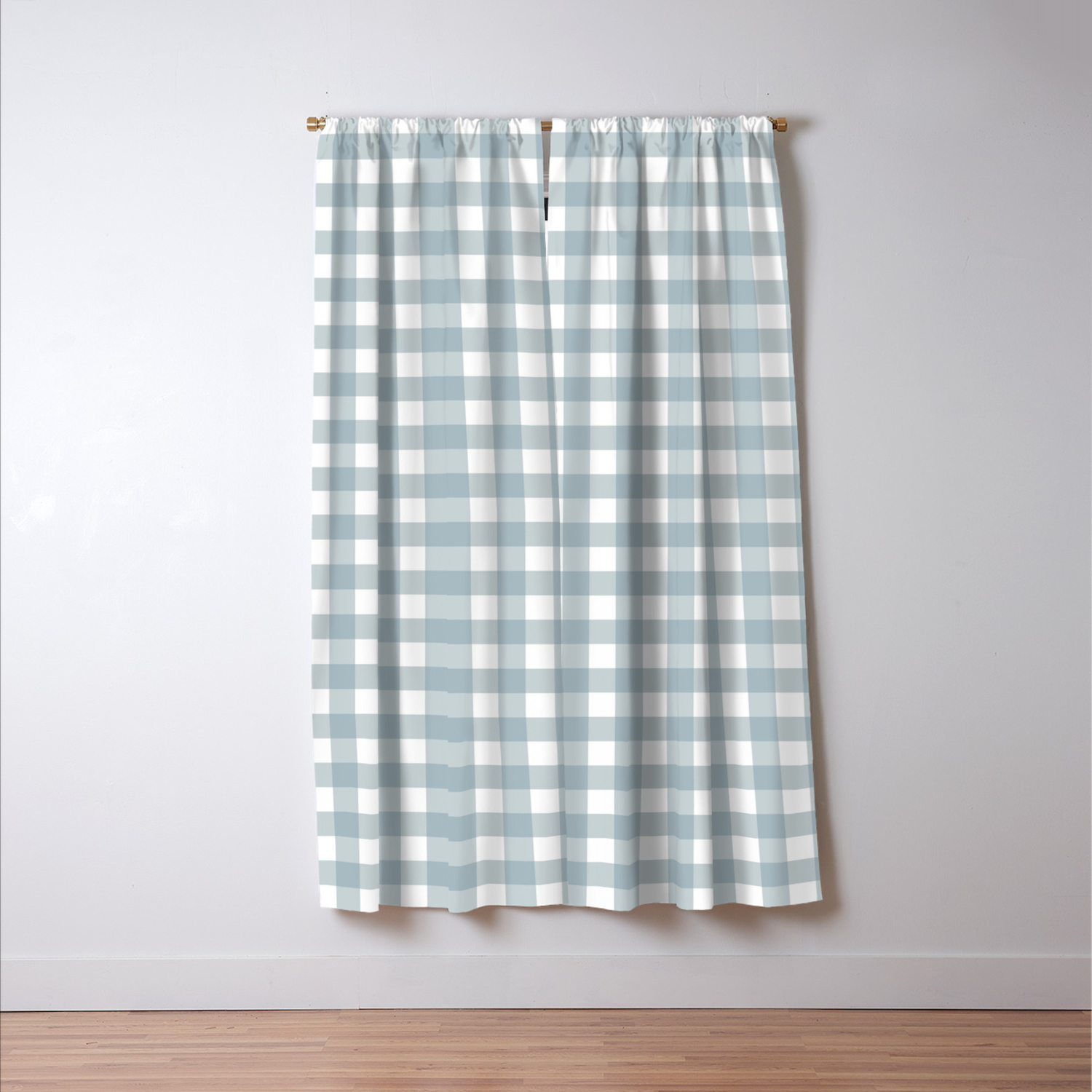 Dusty Blue Gingham Blackout Curtain By Haileydesigns Society6