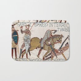 Battle of Hastings- Bayeux Tapestry King Harold Is Killed Arrow In Eye Bath Mat
