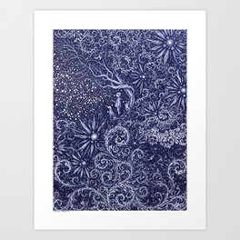 FIREFLIES - BLUE - Visothkakvei Art Print