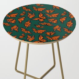 Green Monarch Butterflies Pattern Side Table
