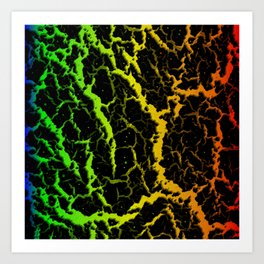 Cracked Space Lava - Rainbow BGYOR Art Print