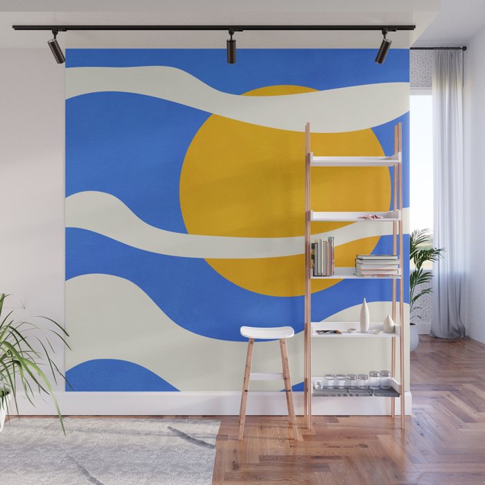 Abstract Minimal Sun Wall Mural By Thindesign Society6