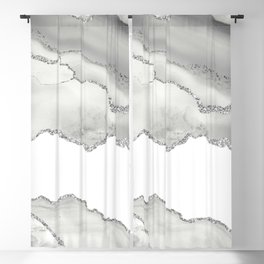 White & Silver Agate Texture 06 Blackout Curtain