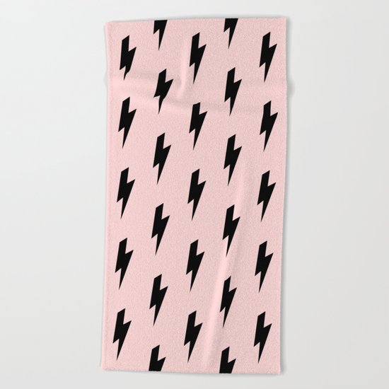 Lightning Bolts Blush Beach Towel