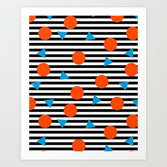 Yadda Yadda - memphis lines stripes dots triangles geometric abstract minimal print pattern wacka yo Art Print