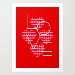 Heart Shape Red Color Love Typo  Art Print