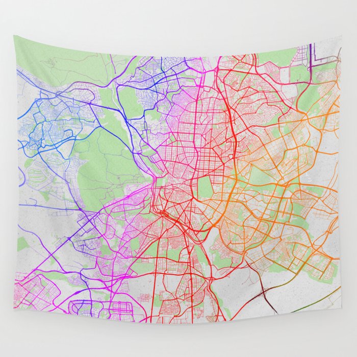Madrid City Map of Spain - Colorful Wall Tapestry