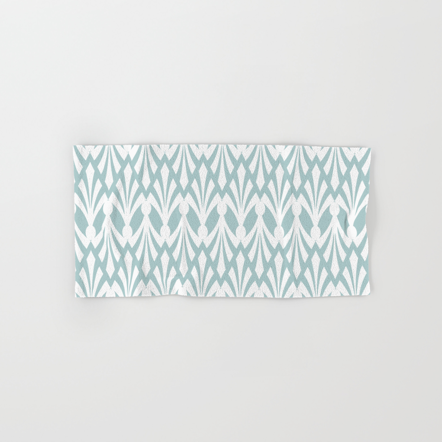 Decorative Plumes White On Green Grey Hand Bath Towel By