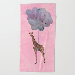 party giraffe Beach Towel