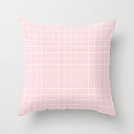 Pale pink - pink color - White Lines Grid Pattern Throw Pillow