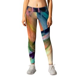 Brave: A colorful and energetic mixed media piece Leggings