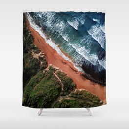 Riviera Beach in Golden Bay Malta | Ocean Waves Shower Curtain