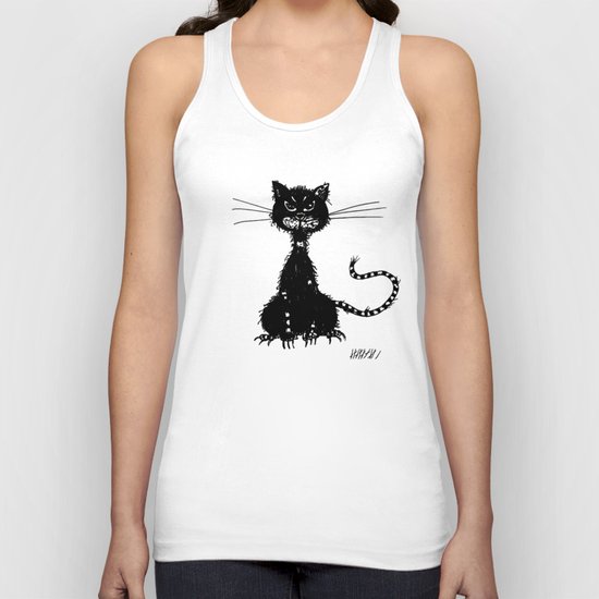 Ragged Evil Black Cat (blue) Unisex Tank Top