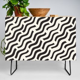 Black and White Wave Pattern Credenza