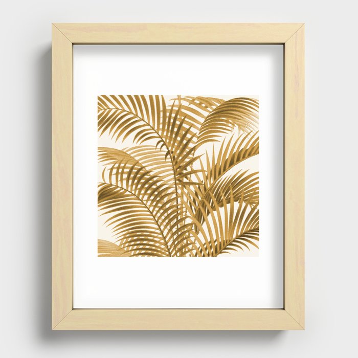 Golden Palm Leaves Recessed Framed Print